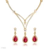 Red Zircon gold pendant set