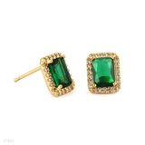 Royal green emerald cut halo gold tops