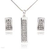 Sleek Bar Zircon Pendant & Stud Set