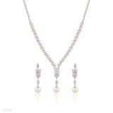 SET N+E PEARL MICROPAVE LEAVES-SILVER