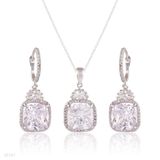 Stunning Cushion Cut Dangling Halo Set