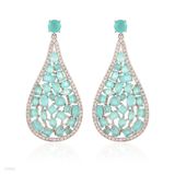 Tasteful many stone drop mint earrings