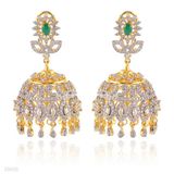 JHUMKA AD ZC FRNT DROP -GLD-GREEN