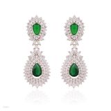Lavish round pear drop green earrings