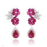 Beautiful Red Floral Drop Earrings