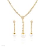 Golden Pearl Zircon Chain Set