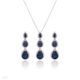 PENDANT SET N+E 3DROPS ZC 0262-SLVR-BLUE