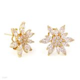 Gleaming marquise flower gold earrings