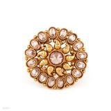 Eye-catching Champagne Oval Border Gold Ring