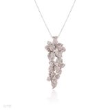 Whimsical flowers silver necklace