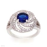 Hypnotic Round Cocktail Silver-Blue Ring
