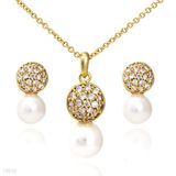 Dazzling Two-Toned Pearl & Zircon Set