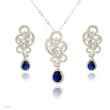 Swirl Blue Zircon Drop Pendant Set
