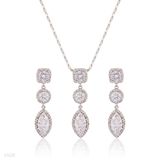 PENDANT SET SQUARE/CIRCLE/DROP ZC SILVER-CLEAR