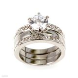 Triple Band Solitaire Silver Ring