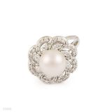 Feminine big flower pearl silver ring