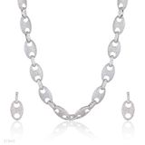 Statement micropaved oval link silver set