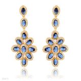 EARRINGS LG FLW ZC-GLD-BLUE