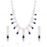 Majestic flower drop silver blue set