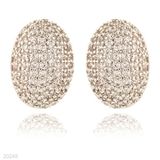 Oval Pave Set  Silver Earrings
