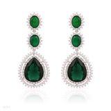 Royal green long drop earrings