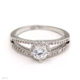 Thin Dual Band Solitaire Ring