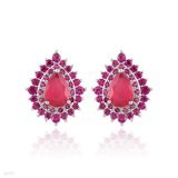 TOPS PEAR VELVET CZ 0165-SLVR-RED