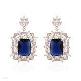 Desirable rectangle flower blue earrings