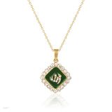 Allah green diamond gold pendant
