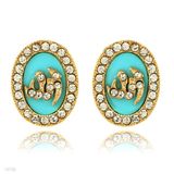 Beautiful Turquoise Oval Allah Earrings