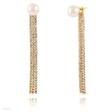 Crystal Gold Chain Pearl Earring