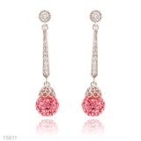 Rose Pink Crystal Hanging Earrings