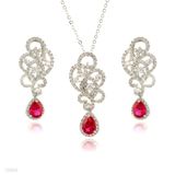 Swirl Red Zircon Drop Pendant Set
