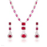 SET N+E RECT/OVAL DROP ZC SLVR-RED