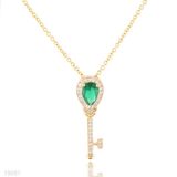 PENDANT ZC KEY OVAL.-GLD-GREEN