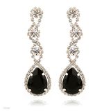 Tear Drop Black Crystal Earrings