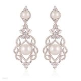 Exquisite swirl pearl silver earrings