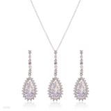 PENDANT SET FANCY ZC DRP. SLVR-CLEAR