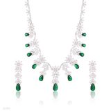 SET N+E Flower/Drop ZC Silver-GREEN