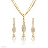 Duo Chain Sparkly Pearl Pendant Set