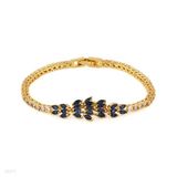 Feminine thin blue leaf gold bracelet