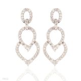 Drop-in-Heart Silver Zircon Earrings