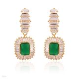 Classy emerald cut green earrings