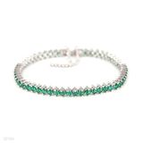 BRACELET RND CUBIC ZC PB-1-2-SLVR-GREEN