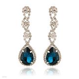Large Tear-Drop Blue Crystal Earrings