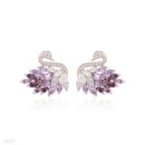 EARRING SWAN 2TONE ZC SILVER-PURPLE