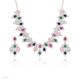 CHOKER SET N+E AD ZC 2LN DROPS D8-SLVR-MCL