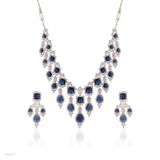 CHOKER SET N+E AD ZC WIDE DRP-SLVR-BLUE