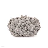 CLUTCH ROSE/LEAVES B SILVER